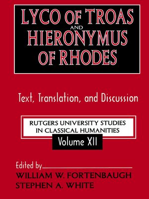 cover image of Lyco of Troas and Hieronymus of Rhodes